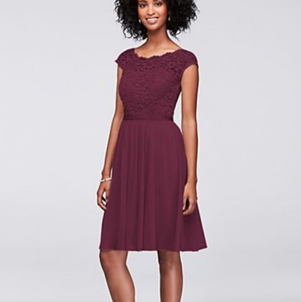 David's Bridal Wine F17019 Dress, Size 6